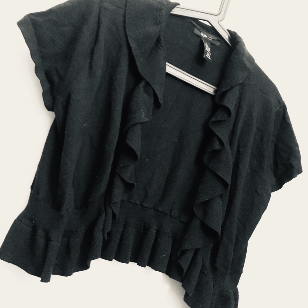 Black Ruffled Cardigan - Picture 2 of 7